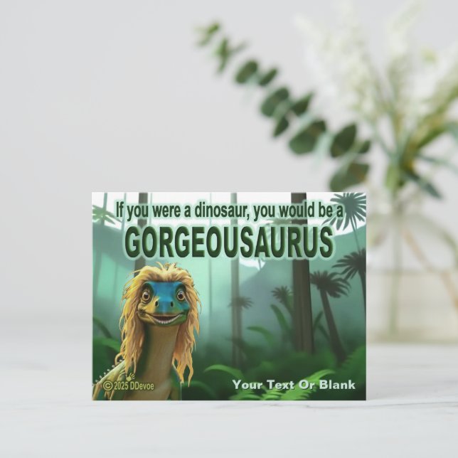 Georgeousaurus Blond Dinosaur Helg Vykort (Stående Fram)