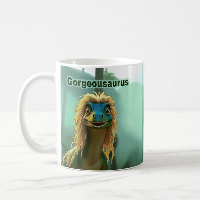 Georgeousaurus Blond Dinosaur Kaffemugg (Vänster)