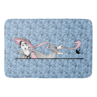 Georges Barbier 1920-talet Mode Dam och Bird Badrumsmatta