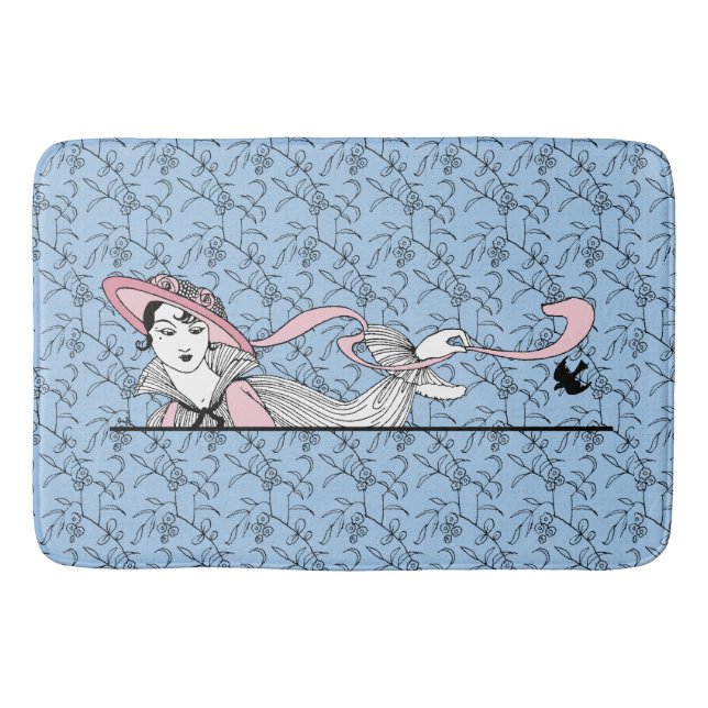Georges Barbier 1920-talet Mode Dam och Bird Badrumsmatta (Framsidan)
