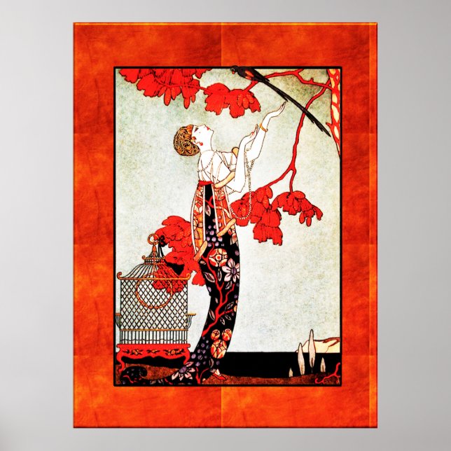Georges Barbier Art Deco i Orange Poster (Framsidan)