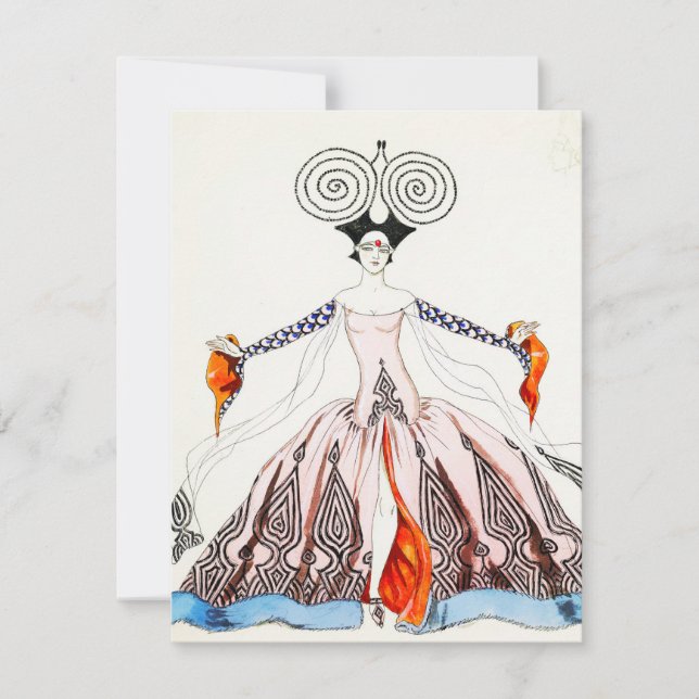 Georges Barbier Art Deco Mode Note Card Inbjudningar (Framsida)