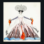 Georges Barbier Art Deco Mode Poster<br><div class="desc">Art Deco Mode poster. Art Deco-illustration från 1921. Fransk konstnären Georges Barbier var en av de mest berömd konstdeco-illustratörerna på 1920-talet, han tillbringade större delen av sin karriär för att illustrera elegant dam och romantiskt par. Detta arbete skildrar en söt ung kvinna i en svår pinkklänning med blå öga sleever,...</div>
