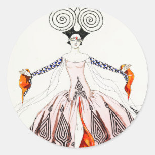 Georges Barbier Art Deco Mode Stickers Runt Klistermärke