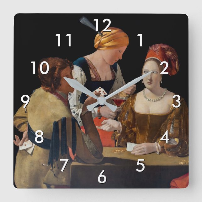Georges de la Tour - Chost with Ace of Diamonds Fyrkantig Klocka (Framsida)