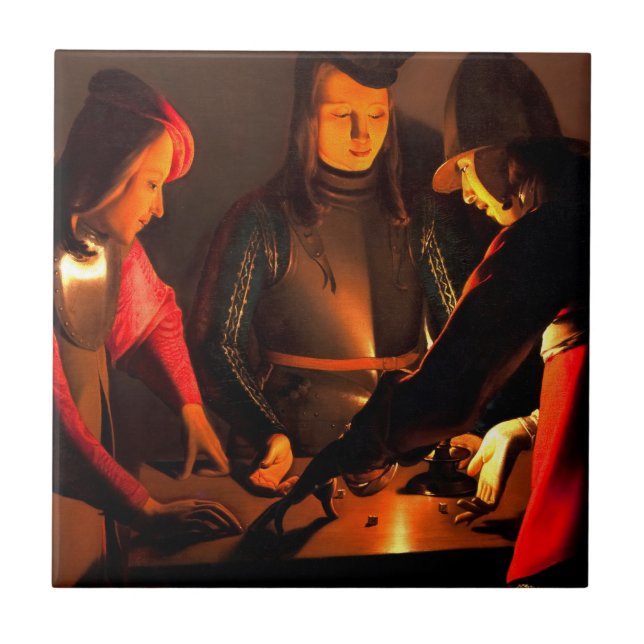 Georges de la Tour - Dices Players Kakelplatta (Framsidan)