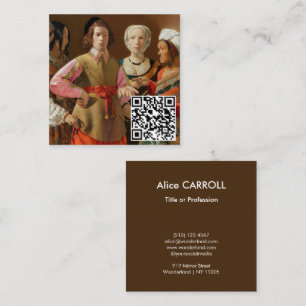 Georges de la Tour - Fortune Teller - QR-koden Fyrkantigt Visitkort