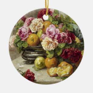 Georges Jeannin still Life of Ro and Fruit Julgransprydnad Keramik