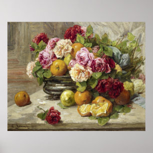 Georges Jeannin still Life of Ro and Fruit Poster