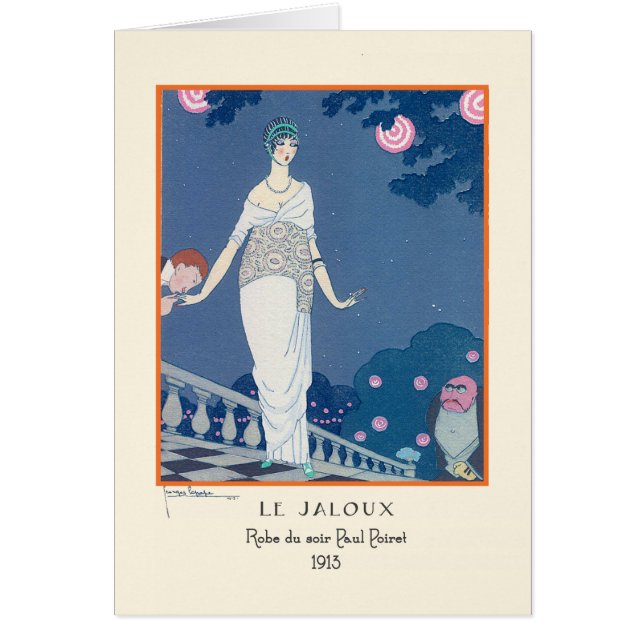 Georges Lepape Art Deco Mode Hälsningskort (Framsidan)