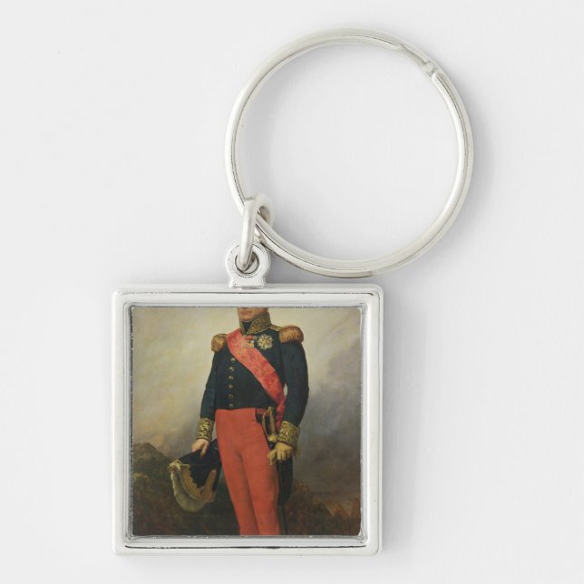 Georges Moutonräkning av Lobau, 1835 Fyrkantig Silverfärgad Nyckelring (Framsidan)