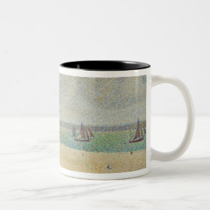 Georges Pierre Seurat   Le Crotoy tittar Upstream Två-Tonad Mugg