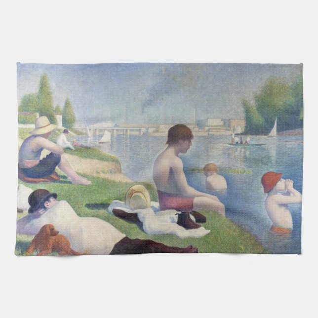 Georges Seurat - Badande vid Asnieres Kökshandduk (Horisontell)