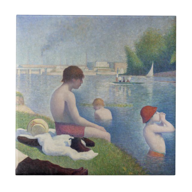 Georges Seurat - Bathers at Asnieres Kakelplatta (Framsidan)