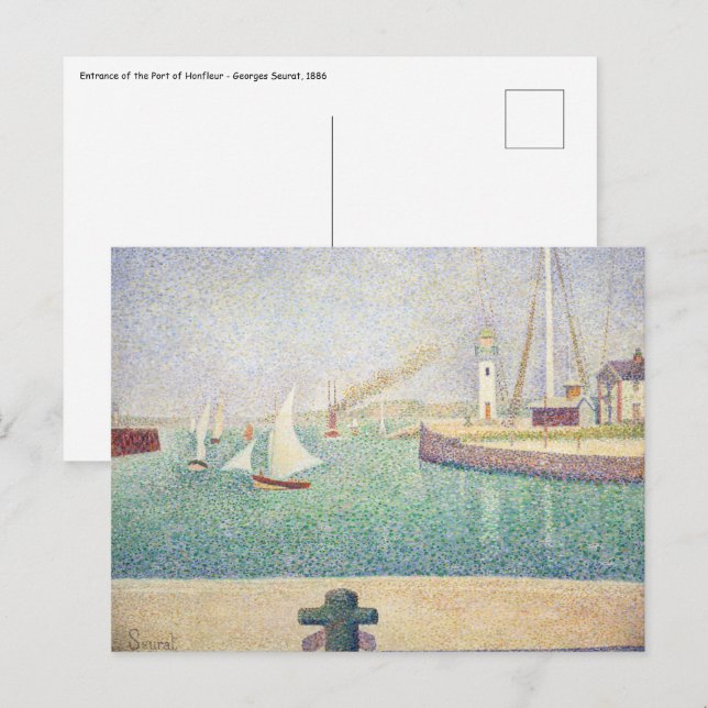 Georges Seurat - Entré till hamnen i Honfleur Vykort (Fram/baksida)