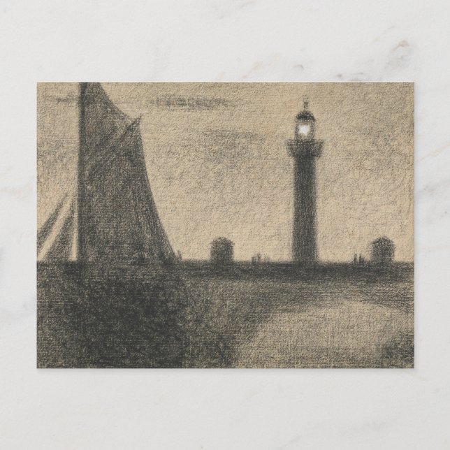 Georges Seurat - fyren vid Honfleur Vykort (Framsida)