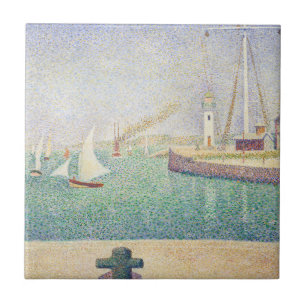 Georges Seurat - Intrance of the Port of Honfleur Kakelplatta