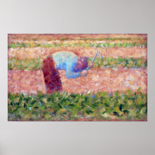 Georges Seurat Man med en Hoe Poster