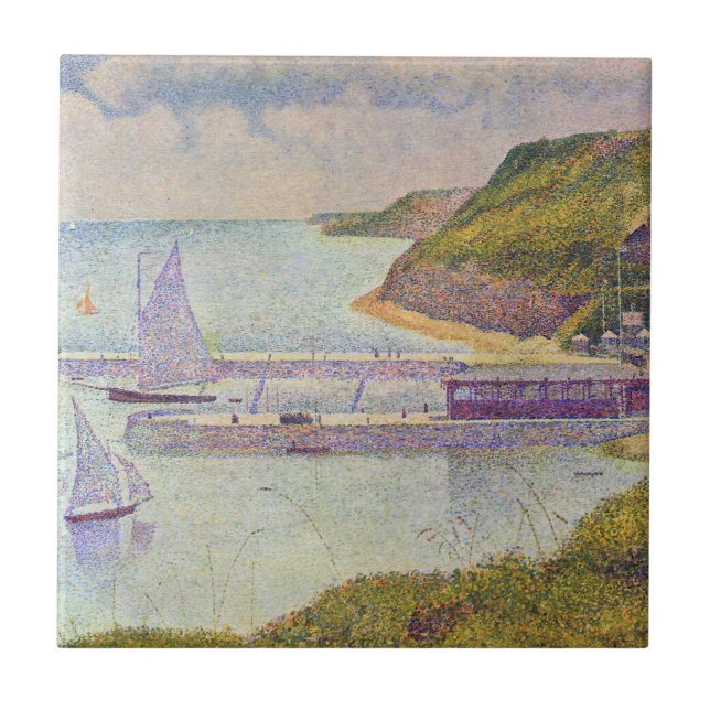 Georges Seurat - Port-en-Bessin vid högvattenlinje Kakelplatta (Framsidan)