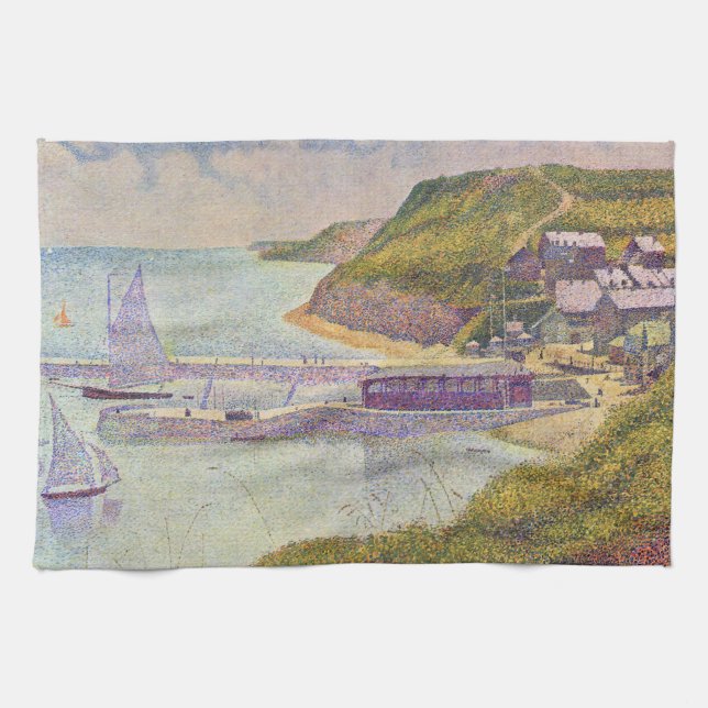 Georges Seurat - Port-en-Bessin vid högvattenlinje Kökshandduk (Horisontell)