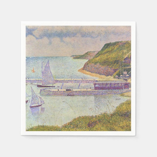 Georges Seurat - Port-en-Bessin vid högvattenlinje Pappersservett (Framsidan)
