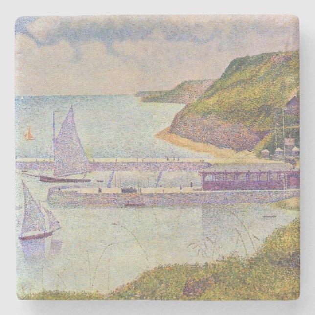 Georges Seurat - Port-en-Bessin vid högvattenlinje Stenunderlägg (Framsidan)