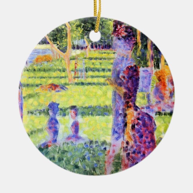 Georges Seurat, Vintage Pointillism Julgransprydnad Keramik (Framsidan)