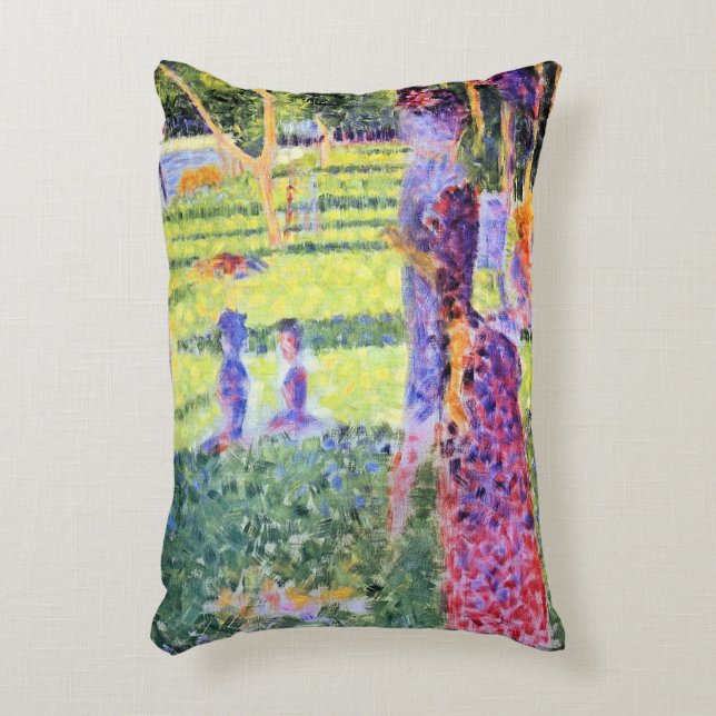 Georges Seurat, Vintage Pointillism Prydnadskudde (Framsidan(Vertikal))