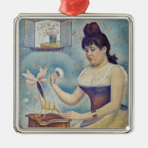Georges Seurat - Young Woman Powdering Herself Julgransprydnad Metall