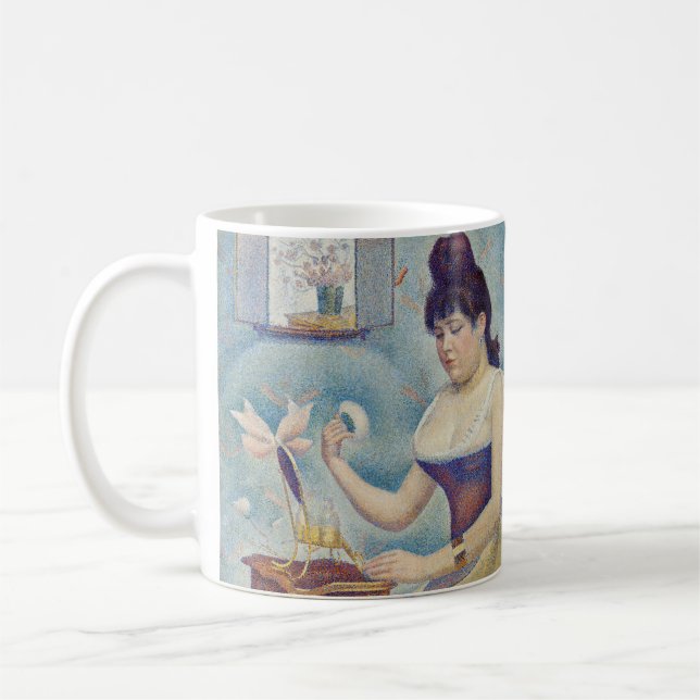 Georges Seurat - Young Woman Powdering Herself Kaffemugg (Vänster)
