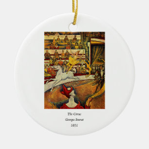 Georges Seurat's Circus (1891) - Clown & Rider Julgransprydnad Keramik