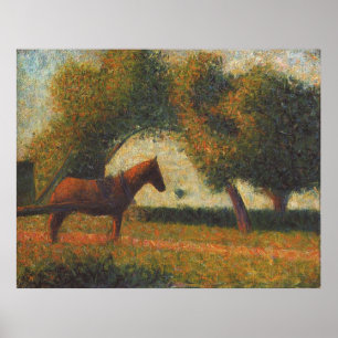 Georges Seurats målning: The Hitched Cart (1883) Poster