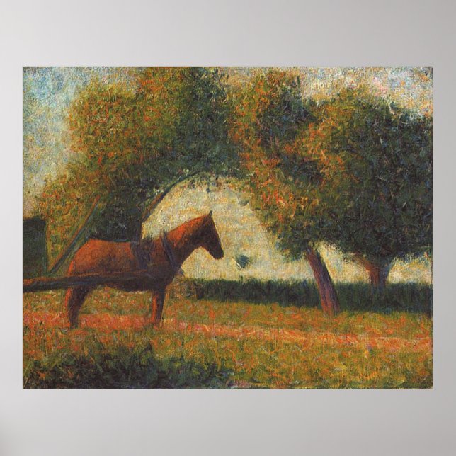 Georges Seurats målning: The Hitched Cart (1883) Poster (Framsidan)