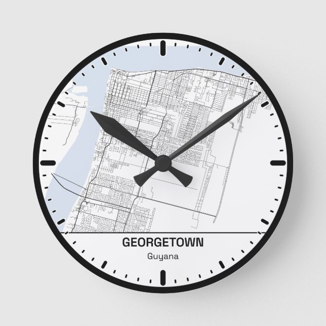 Georgetown Clock City Line Art Rund Klocka (Framsida)