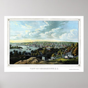 Georgetown D.C. Panorama- Kartlägga - 1855 Poster