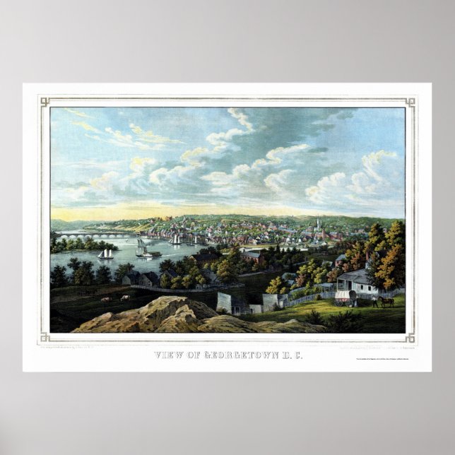 Georgetown, D.C. Panoramic Karta - 1855 Poster (Framsidan)