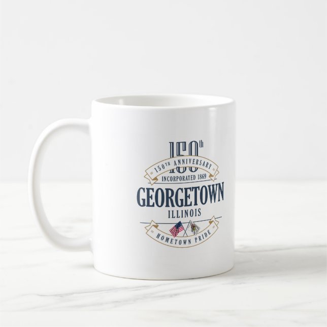 Georgetown Illinois 150. årsdagmugg Kaffemugg (Vänster)