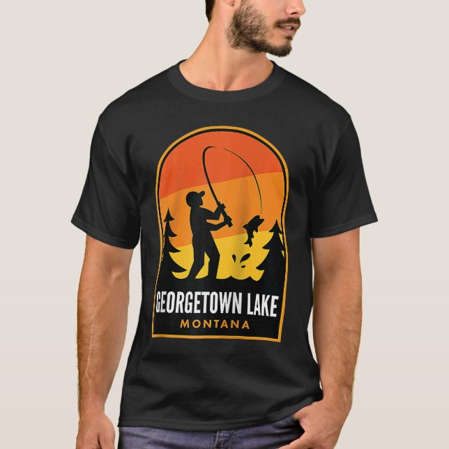 Georgetown Lake Montana Fishing Raglan T Shirt (Framsida)
