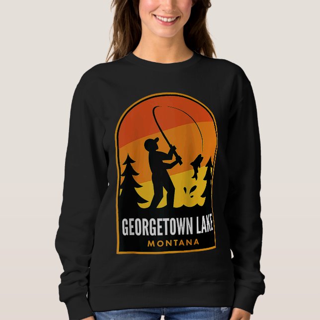 Georgetown Lake Montana Fiske Raglan T Shirt (Framsida)