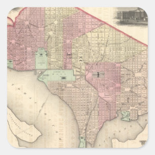 Georgetown och staden av Washington Fyrkantigt Klistermärke
