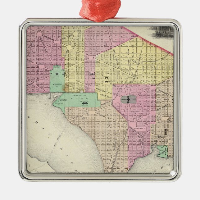 Georgetown och staden av Washington Julgransprydnad Metall (Framsidan)