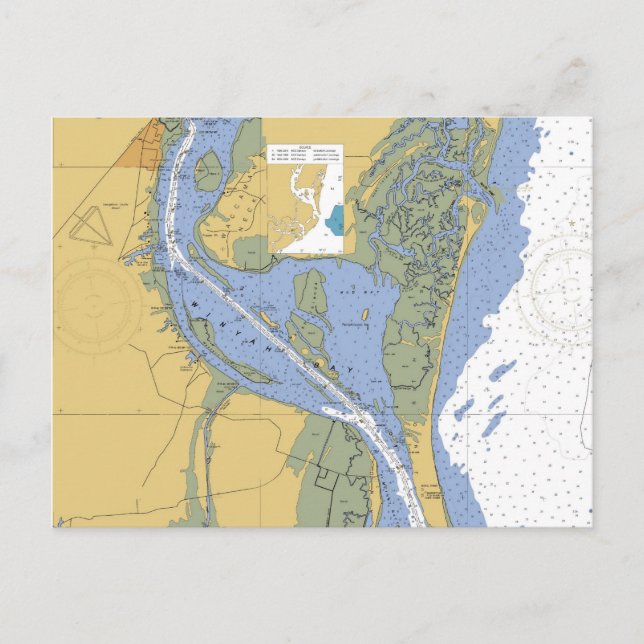 Georgetown, South Carolina Nautical Chart Postcard Vykort (Framsida)