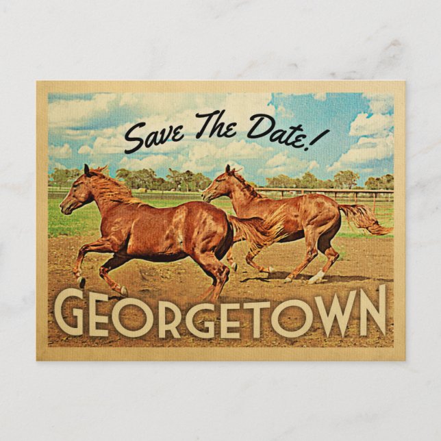 Georgetown Texas Save Date Horses Meddelande Vykort (Framsida)