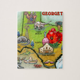 Georgetown Texas Tecknad Karta Pussel