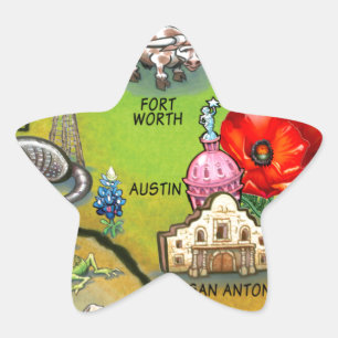 Georgetown Texas Tecknad Karta Stjärnformat Klistermärke