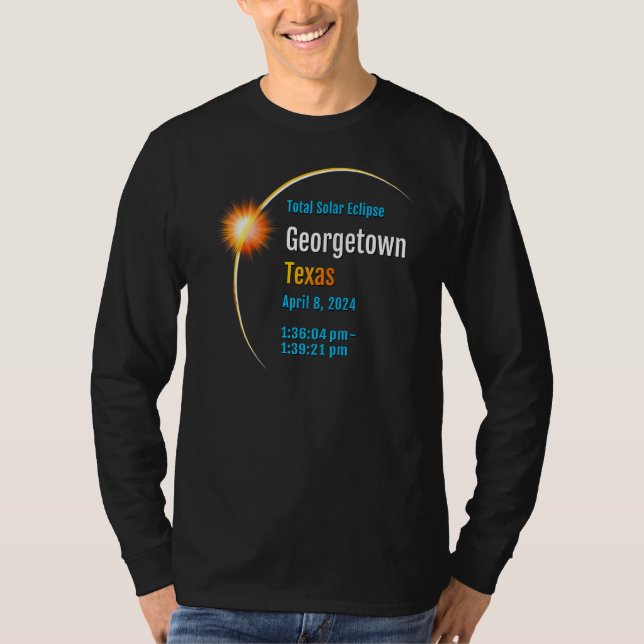 Georgetown Texas Tx Total solförmörkelse 2024 1 T Shirt (Framsida)