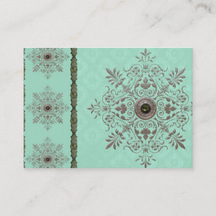 GEORGETTES BROCADE, VINTAGE i AQUA och OLIV Visitkort