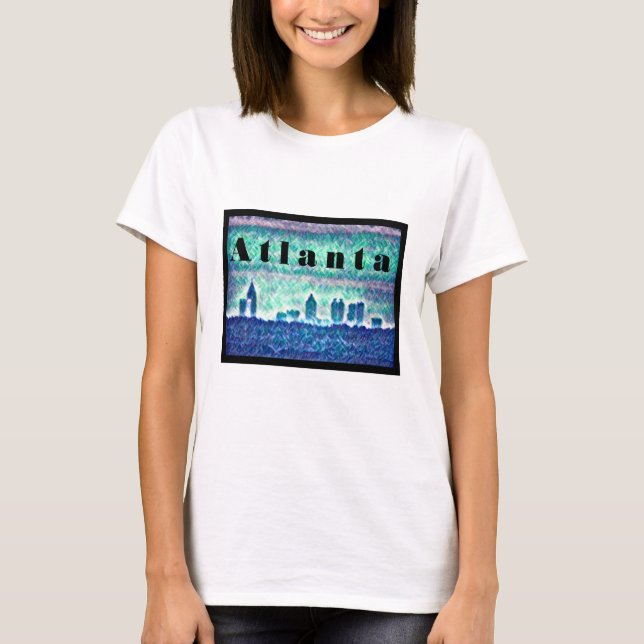 Georgia: Atatanta silhouette retro 80's design T Shirt (Framsida)