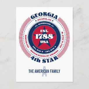 Georgia, Atlanta GA, Patriotic, Monogram Vykort