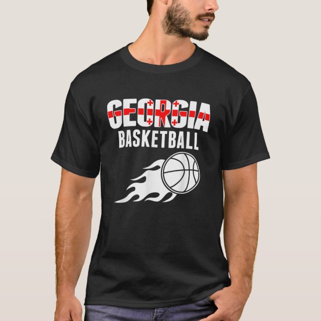 Georgia Basketball Fläkt Jersey Georgian Flagga Sp T Shirt (Framsida)